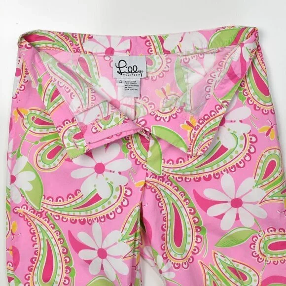 Vintage Lilly Pulitzer Pink Sands Cheery-O Pants Paisley - Picture 5 of 6
